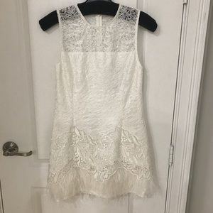 NWT Alexis lace feather trim cocktail dress